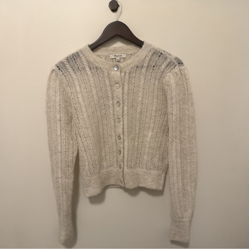 Madewell Cream Cable Knit Cardigan